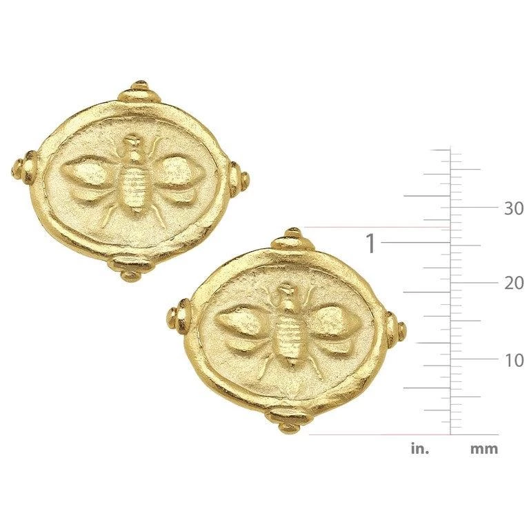 Susan Shaw Jewelry Susan Shaw Handcast Gold "Bee" Intaglio Clip Earrings