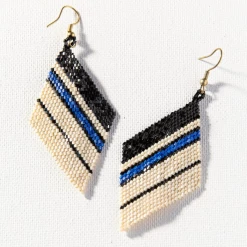 Ink + Alloy Jewelry Ivory Black Lapis Diamond Luxe Stripe Earrings