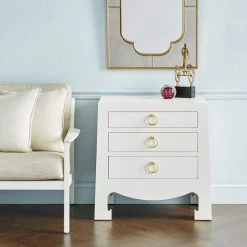 Bungalow 5 - Jacqui 3-Drawer Side Table In White Grasscloth