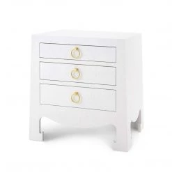 Bungalow 5 - Jacqui 3-Drawer Side Table In White Grasscloth