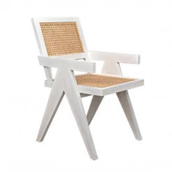 Noir Furniture Jude Chair With Caning, White Wash