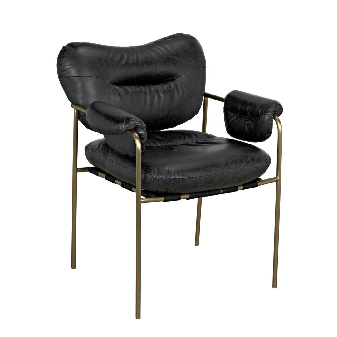 Noir Furniture Noir Aphrodites Chair, Metal With Leather