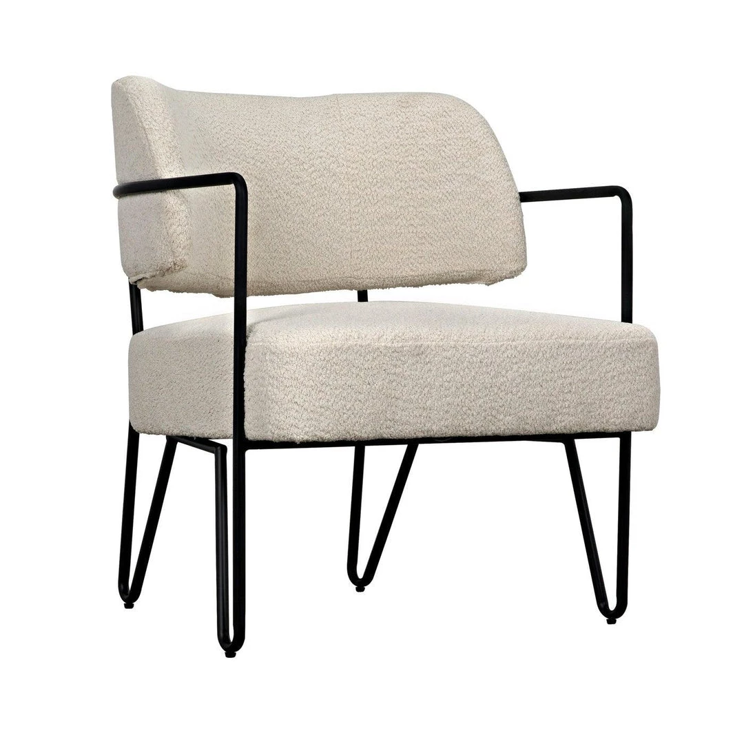 Noir Furniture Noir Zeus Chair, Metal And Boucle Fabric