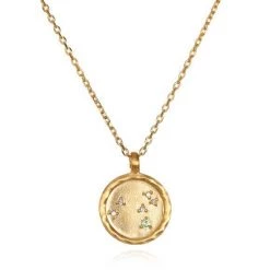 Satya Jewelry White Topaz Gold Zodiac Constellation Necklace 18