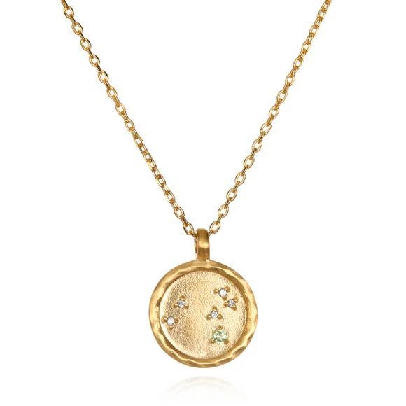 Satya Jewelry White Topaz Gold Zodiac Constellation Necklace 18"