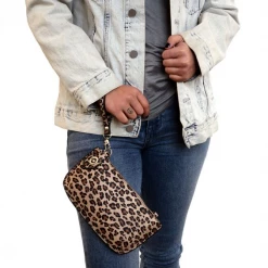 Joy Accessories Leopard Crossbody Wristlet Clutch