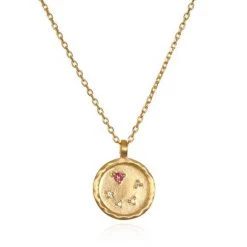 Satya Jewelry White Topaz Gold Zodiac Constellation Necklace 18