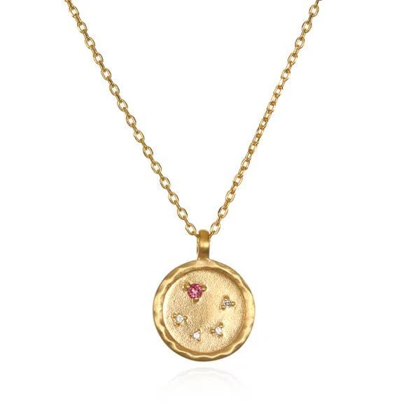 Satya Jewelry White Topaz Gold Zodiac Constellation Necklace 18"