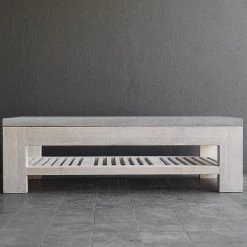 Organic Restoration Concrete & Reclaimed Teak Cocktail Table