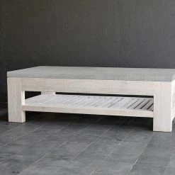 Organic Restoration Concrete & Reclaimed Teak Cocktail Table