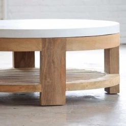 Organic Restoration Furniture Concrete & Reclaimed Teak Cocktail Table