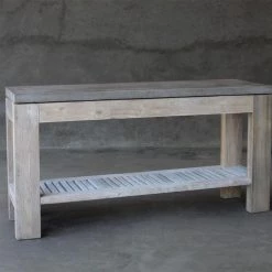 Organic Restoration Concrete & Reclaimed Teak Console