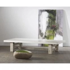 Organic Restoration Reclaimed Elm Cocktail Table With Concrete Top