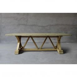 Organic Restoration Reclaimed Timber Trestle Table With Concrete Top - Large