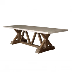 Organic Restoration Reclaimed Timber Trestle Table With Concrete Top - Large