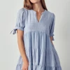 Farron Amoret Clothing Stripe Textured Tiered Babydoll Dress