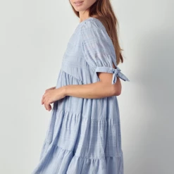 Farron Amoret Clothing Stripe Textured Tiered Babydoll Dress