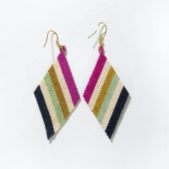 Ink + Alloy Magenta Ivory Citron Mint Navy Diagonal Diamond Luxe Earrings