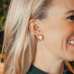 Susan Shaw Jewelry Susan Shaw Handcast Gold White Stud Earrings