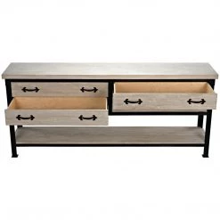 CFC Furniture Metal Console W/ RL Top & Drawers, Shelf