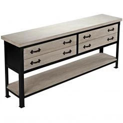 CFC Furniture Metal Console W/ RL Top & Drawers, Shelf