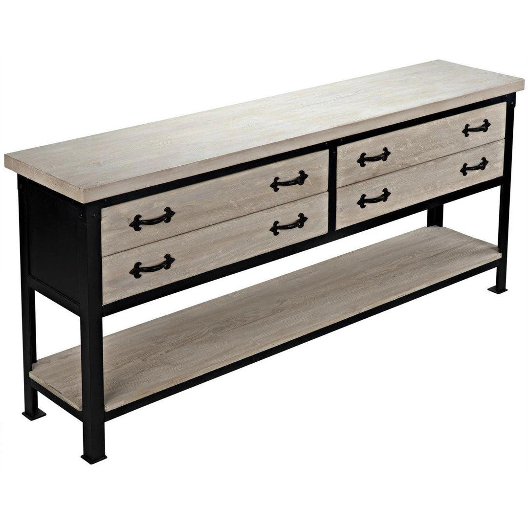CFC Furniture Metal Console W/ RL Top & Drawers, Shelf