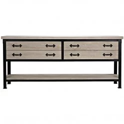 CFC Furniture Metal Console W/ RL Top & Drawers, Shelf