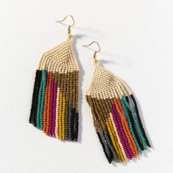 Ink + Alloy Jewelry Gold Ivory Muted Stripe Earrings