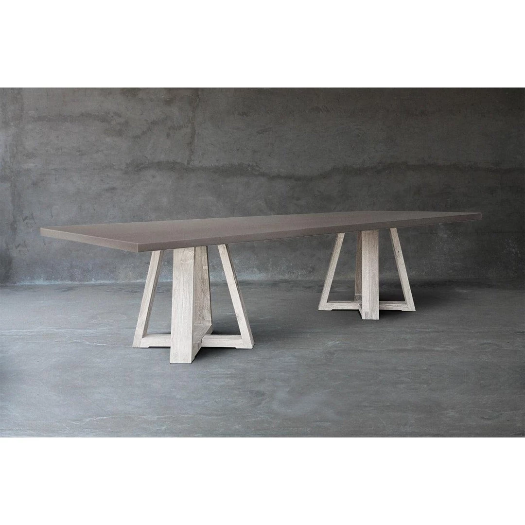 Organic Restoration Concrete Top Dining Table - Double X Base