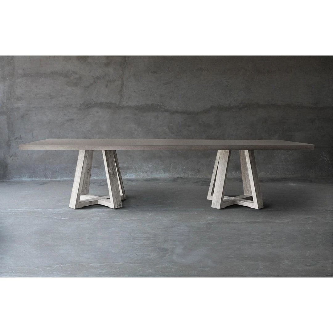 Organic Restoration Concrete Top Dining Table - Double X Base