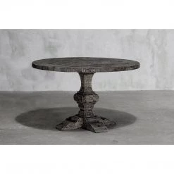 Organic Restoration Reclaimed Elm Round Dining Table - Pedestal Base