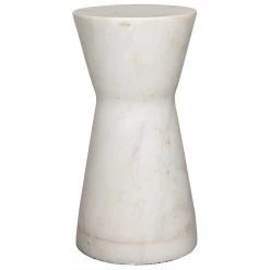 Accent Tables Noir Furniture Omon Side Table, White Stone