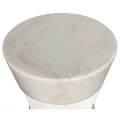 Accent Tables Noir Furniture Omon Side Table, White Stone