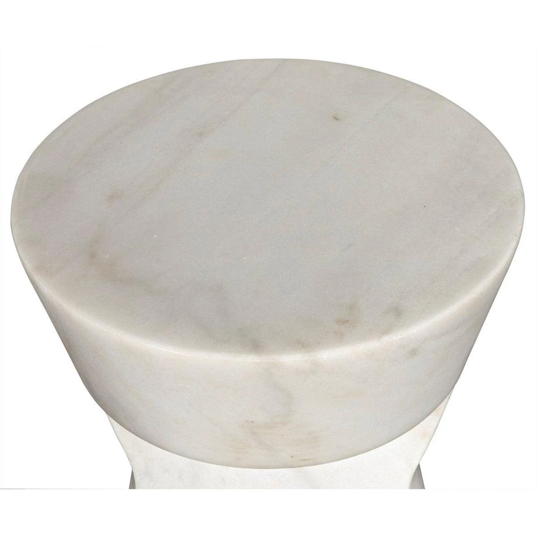 Accent Tables Noir Furniture Omon Side Table, White Stone
