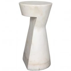Accent Tables Noir Furniture Omon Side Table, White Stone