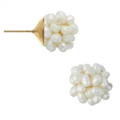Susan Shaw Jewelry Genuine Freshwater Pearl Cluster Studs