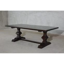 Organic Restoration Reclaimed Elm Dining Table 84" - Pedestal Leg & Center Beam