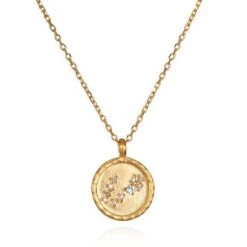 Satya Jewelry White Topaz Gold Zodiac Constellation Necklace 18"
