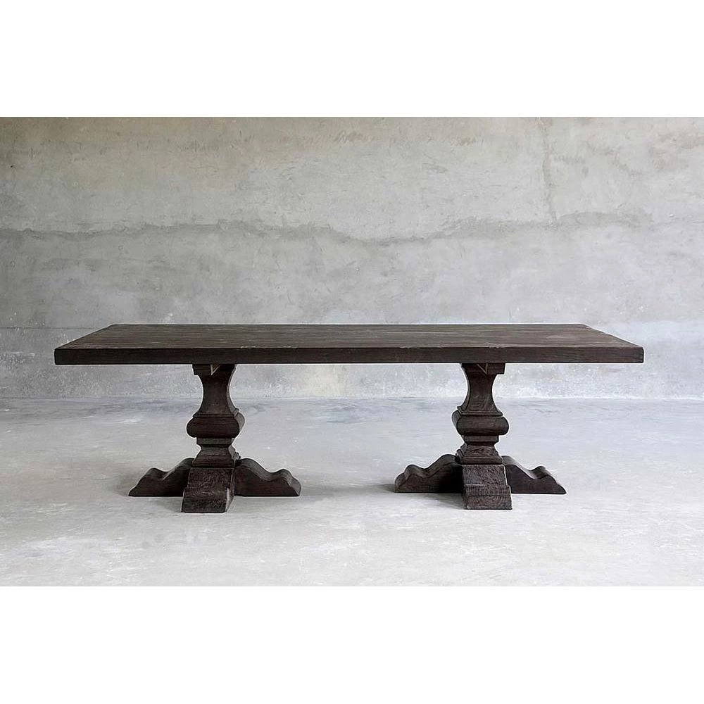 Organic Restoration Reclaimed Elm Dining Table 96" - Pedestal Legs