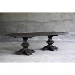 Organic Restoration Reclaimed Elm Dining Table 96" - Pedestal Legs