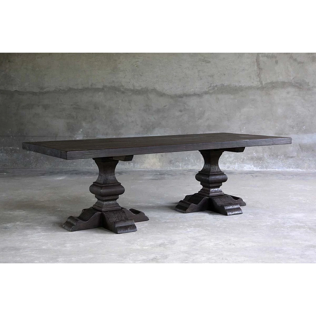 Organic Restoration Reclaimed Elm Dining Table 96" - Pedestal Legs