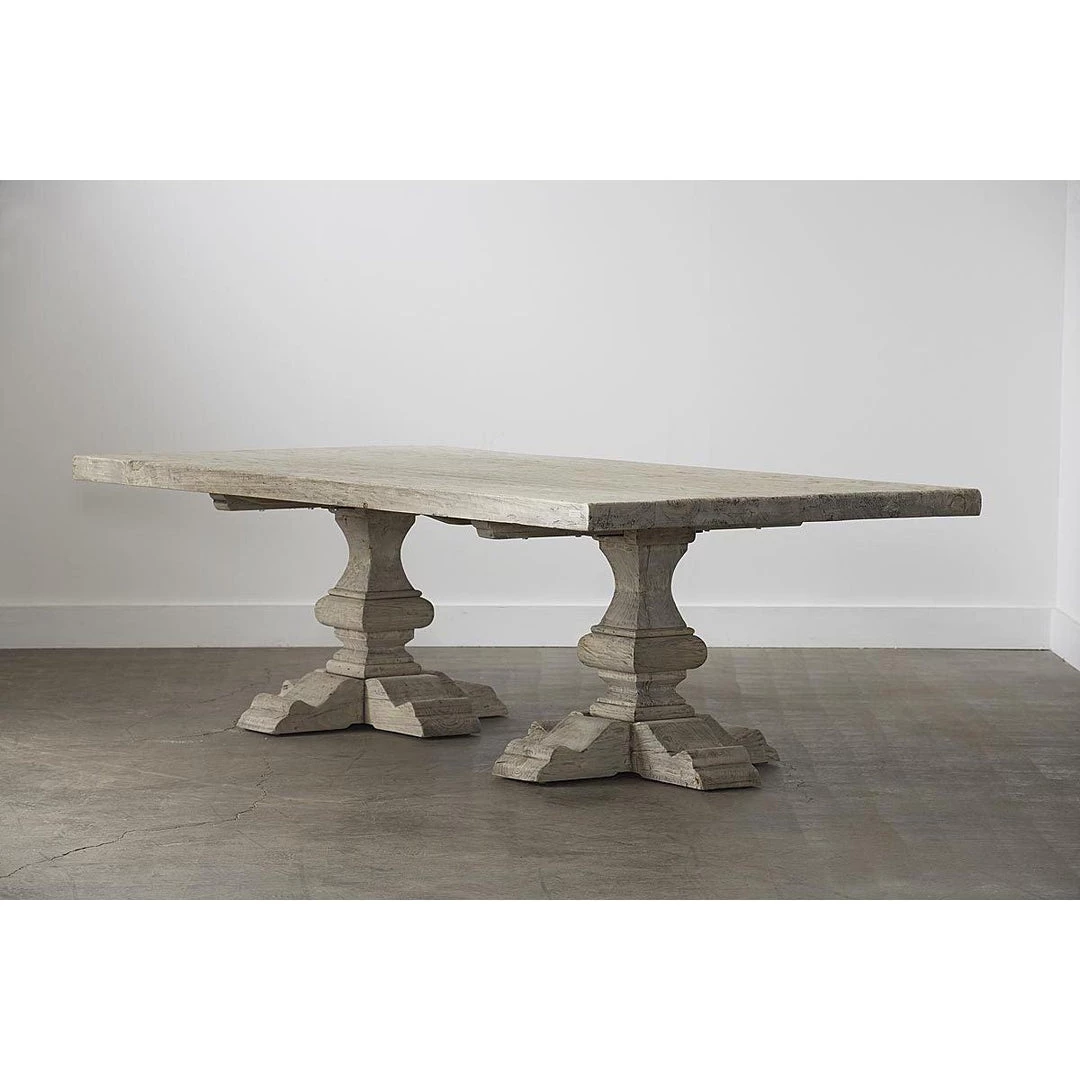 Organic Restoration Reclaimed Elm Dining Table 96" - Pedestal Legs
