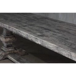 Organic Restoration Reclaimed Elm Dining Table 126" - Pedestal Leg & Center Beam
