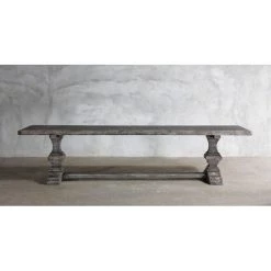 Organic Restoration Reclaimed Elm Dining Table 126" - Pedestal Leg & Center Beam