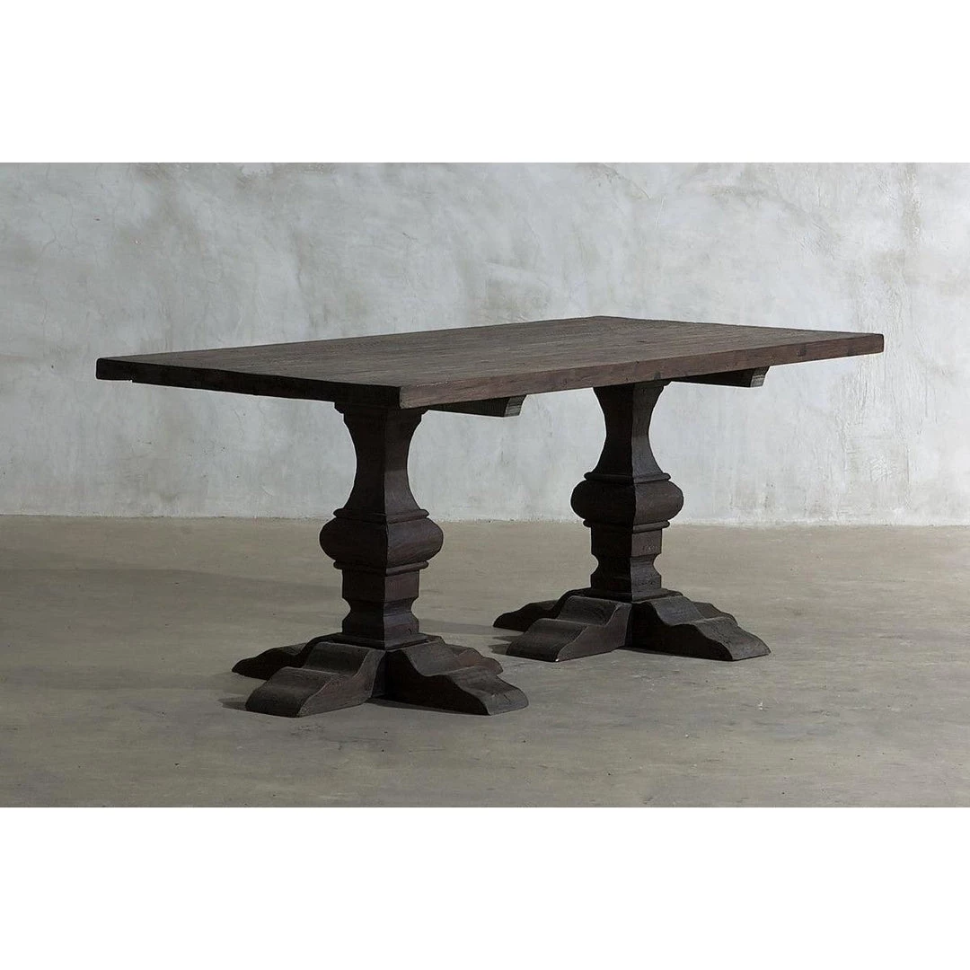 Organic Restoration Reclaimed Elm Dining Table 76" - Pedestal Legs