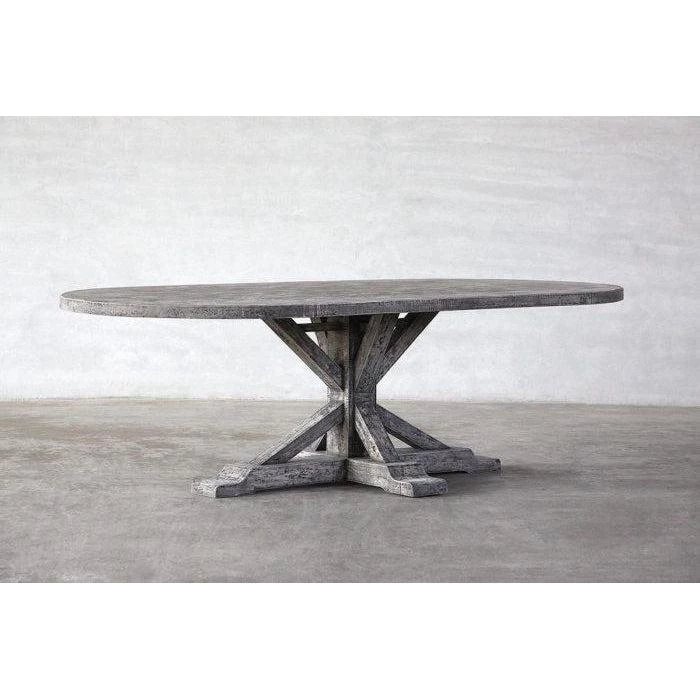 Organic Restoration Reclaimed Elm Oval 96" Dining Table - Rail Leg