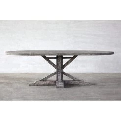 Organic Restoration Reclaimed Elm Oval 96" Dining Table - Rail Leg
