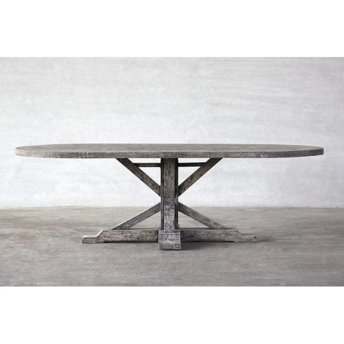 Organic Restoration Reclaimed Elm Oval 96" Dining Table - Rail Leg