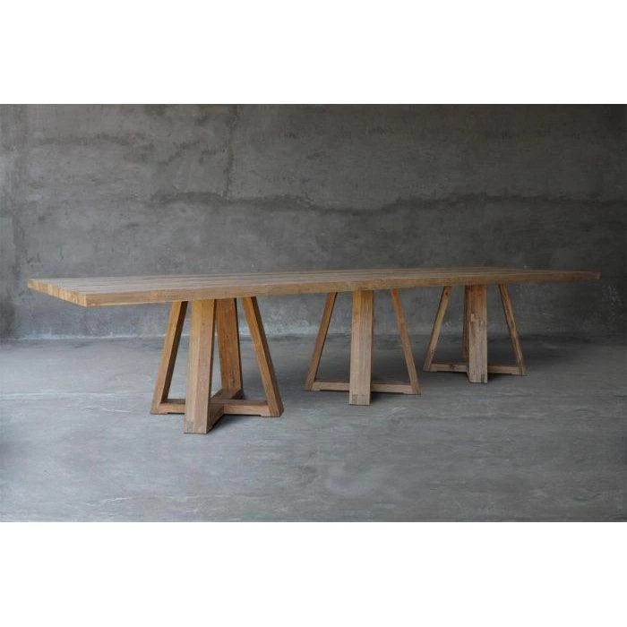 Organic Restoration Reclaimed Teak Dining Table - Triple X Base