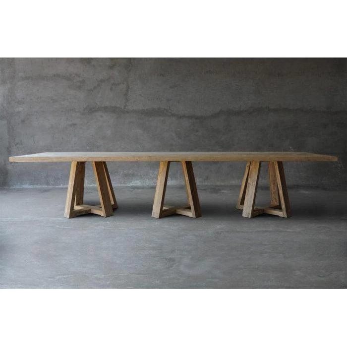 Organic Restoration Reclaimed Teak Dining Table - Triple X Base